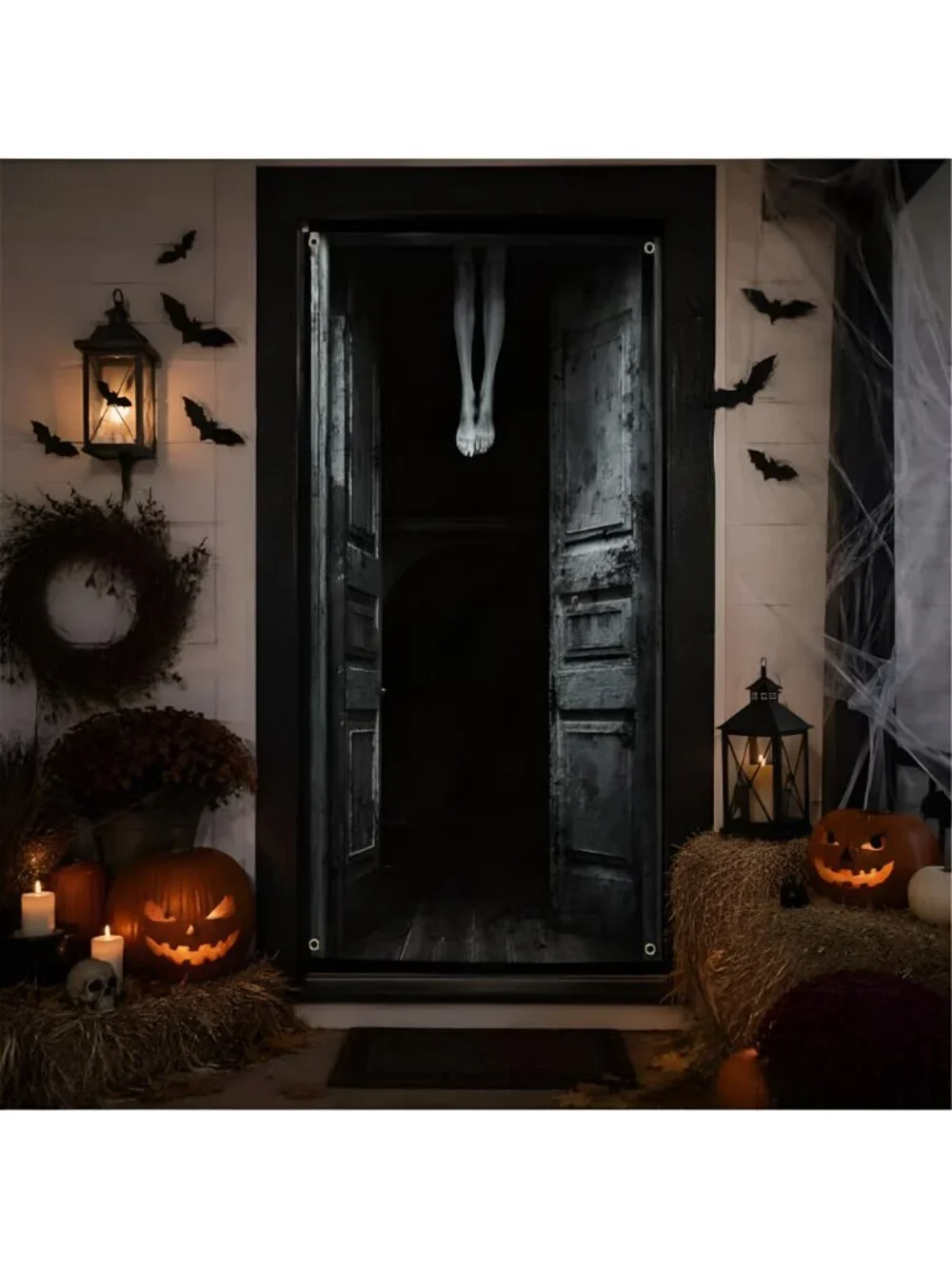 Halloween Door Cover Halloween Door Decorations 71X35 inch Scary Door Cover